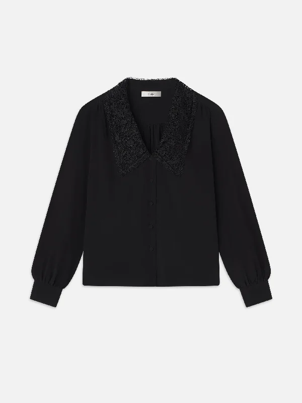 Lace Collar Blouse -- Black