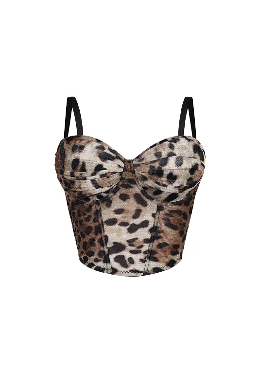 Anna Mesh Leopard Corset Top