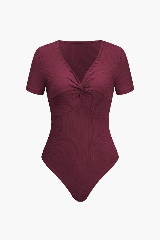 Solid Twisted Knot Ribbed Bodysuit