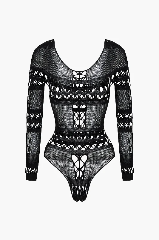 Solid Cut Out Long Sleeve Bodysuit