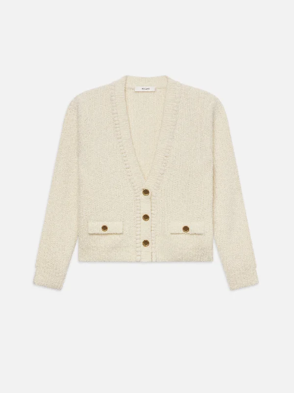 Double Pocket Cropped Cardi -- Cream