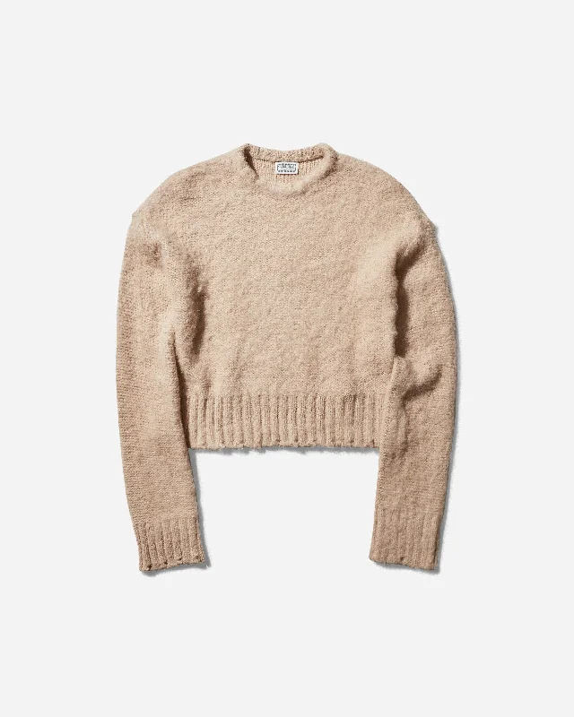 Women's Fuzzy Crewneck Sweater Oxford Tan