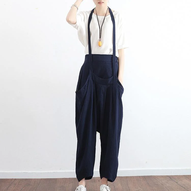 new navy casaul print jumpsuit pants plus size stylish wide leg pants