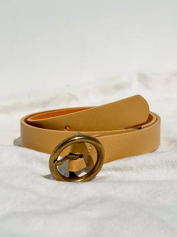 Circle Leather Belt in Camel