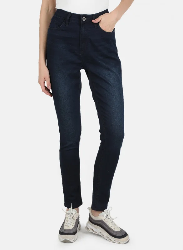 Women Navy Blue Slim Fit Denim