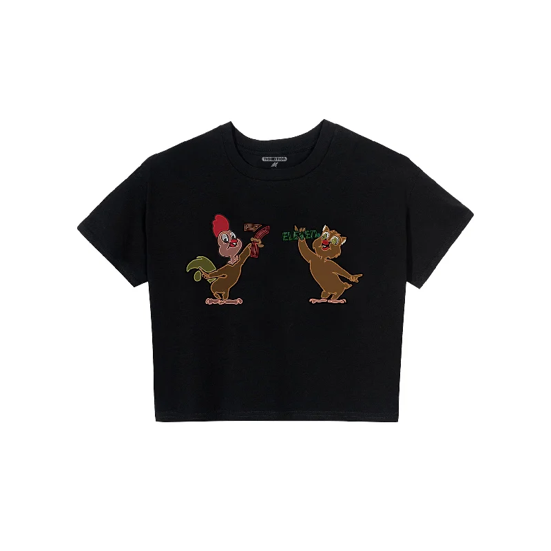 Always Open Throwback Rooster & Owl Women's Baby Tee