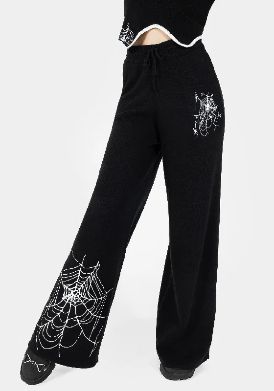 Araneae Embroidered Wide Leg Knit Joggers