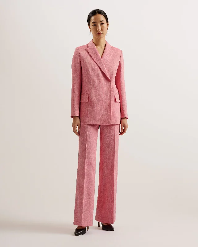 Hirokot Tailored Wide Leg Woven Trousers Pl-Pink