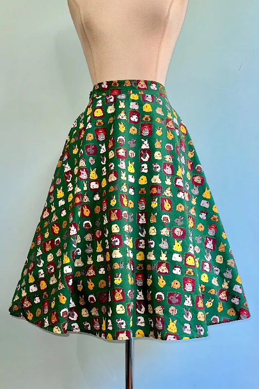 Holiday Bunnies Full Skirt in Green by Tulip B.