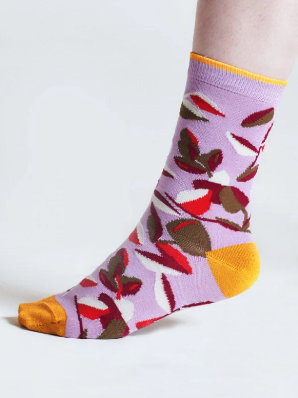 Isabel Floral Bamboo Socks - Light Pink