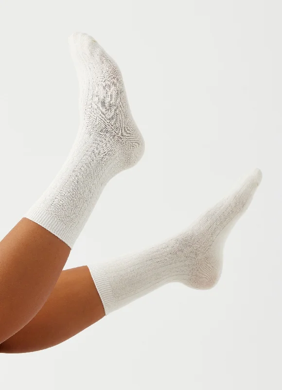 Marnie Socks - Ivory Cable Knit