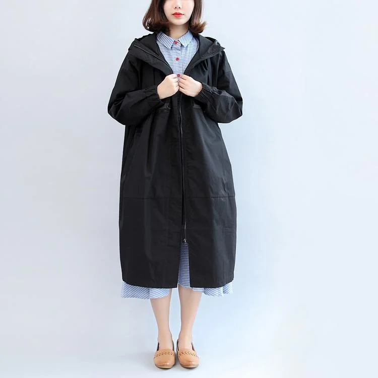 thick black Parka casual Parka New hooded cardigan