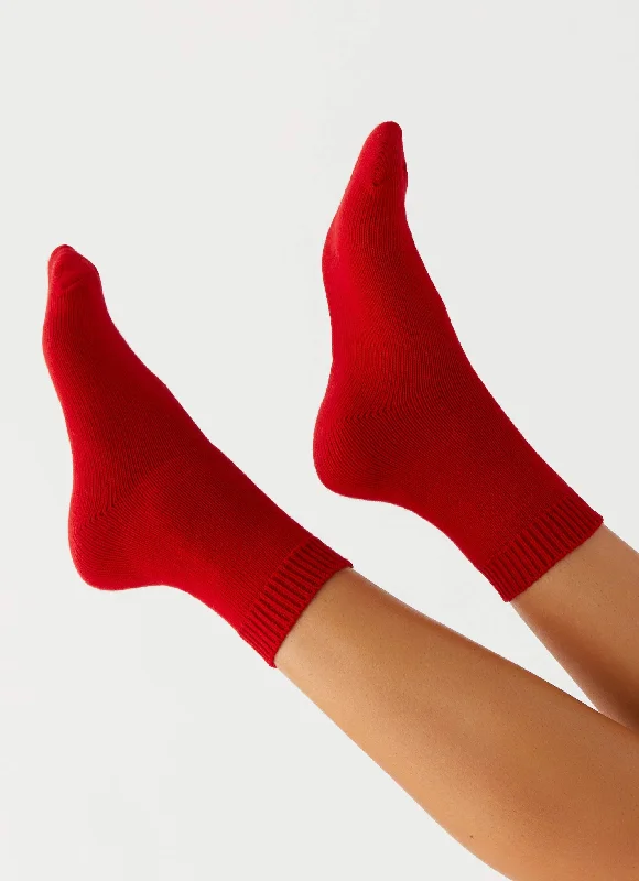 Yelina Slouch Socks - Red