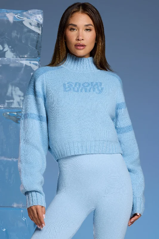 Chunky Knit Cropped Jumper in Baby Blue